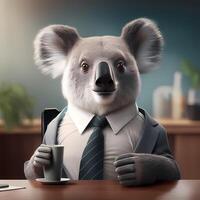 koala homme d'affaire illustration ai généré photo