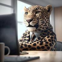 léopard homme d'affaire illustration ai homme d'affaires généré illustration ai généré photo