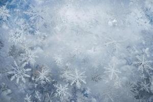 vue de au dessus de une neige surface avec Noël motifs établi avec génératif ai technologie. photo