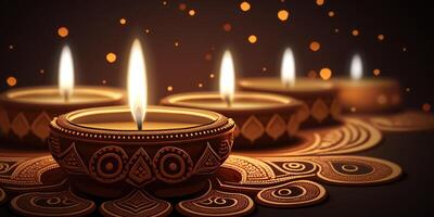 diwali Contexte avec bougie lumière ai photo