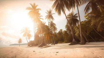 tropical paradis ou noix de coco paume plage ou blanc le sable lagune photo