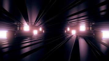 Illustration 3D du tunnel sans fin avec éclairage au néon