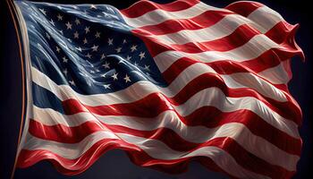 américain drapeau Etats-Unis drapeau agitant indépendance journée temps pour révolution juillet 4e ai généré photo