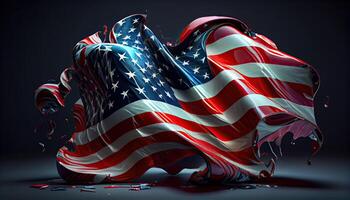 américain drapeau Etats-Unis drapeau agitant indépendance journée temps pour révolution juillet 4e ai généré photo