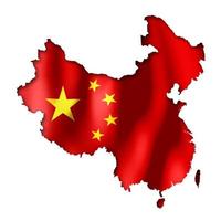 Chine - pays drapeau et frontière sur blanc Contexte photo