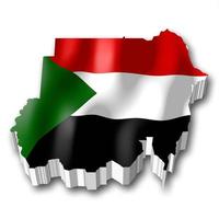 Soudan - pays drapeau et frontière sur blanc Contexte photo