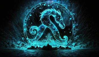 Verseau zodiaque signe magique néon énergie embrasé génératif art photo