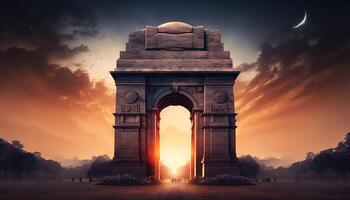 Inde porte illustration Indien les monuments illustration génératif ai photo
