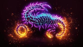 Scorpion zodiaque signe magique néon énergie embrasé génératif art photo