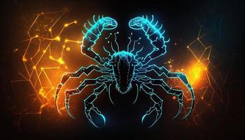 Scorpion zodiaque signe magique néon énergie embrasé génératif art photo