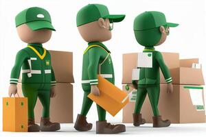 3d vert courrier personnage illustration génératif ai photo