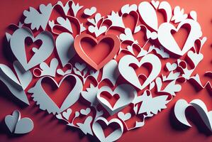 Couper papier artisanat la Saint-Valentin journée cœur arrière-plans - génératif ai. photo