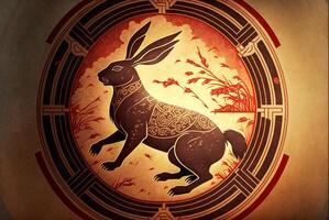 chinois illustration commémorer le année de le lapin - génératif ai. photo