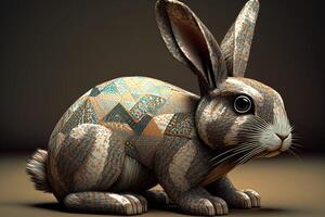 3d farci lapin poupée. ai généré photo