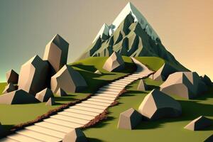 3d chemin à Montagne Haut. ai généré photo