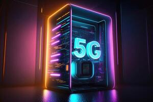 5g La technologie coloré Contexte. ai généré photo