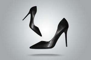 noir haute talon chaussure mode femelle style isolé sur gris Contexte photo