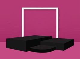 Contexte pour produit, vide podium studio, 3d rendre. rose Contexte et noir podium photo