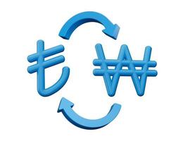 3d bleu lire et a gagné symbole Icônes avec argent échange flèches sur blanc arrière-plan, 3d illustration photo