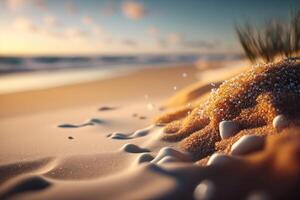 été le sable plage Contexte. illustration ai génératif photo