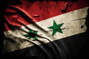 agitant soie drapeau de Syrie. illustration ai génératif photo