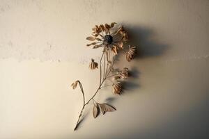 sec fleur avec une beige vide mur. illustration ai génératif photo