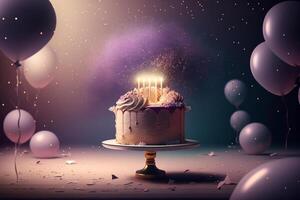 savoureux enfants anniversaire gâteau. illustration ai génératif photo