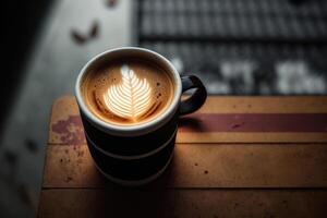 une tasse de délicieux fort noir café. illustration ai génératif photo