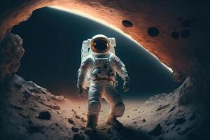 astronaute dans ouvert espace. illustration ai génératif photo