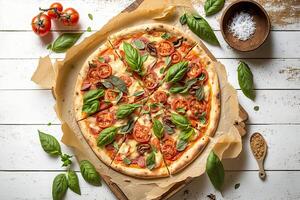 chaud italien Pizza. illustration génératif ai photo