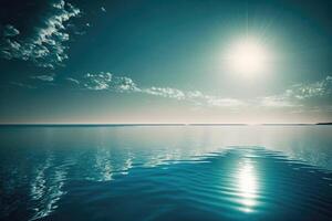 ensoleillé ciel plus de calme l'eau de mer ou océan. Naturel terres. illustration ai génératif photo