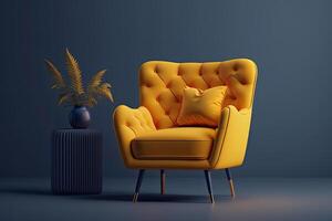 intérieur conception avec Jaune chaise. illustration génératif ai photo