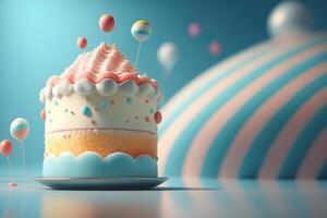 savoureux enfants anniversaire gâteau. illustration ai génératif photo