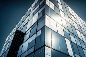 verre bâtiment avec transparent façade de le bâtiment. illustration ai génératif photo