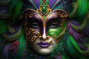 mardi gras masque costume traditionnel carnaval conception Contexte affronter, génératif ai photo