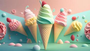 la glace crème illustration Contexte. génératif ai photo