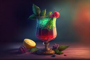 branché alcoolique cocktail avec coloré ingrédients. génératif ai photo