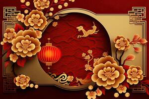 chinois Nouveau année Contexte avec copie espace, maquette rouge toile de fond. Chine vacances génératif ai photo