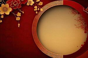 chinois Nouveau année Contexte avec copie espace, maquette rouge toile de fond. Chine vacances génératif ai photo