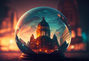 neige globe Capitole bâtiment. verre bol. ai généré photo