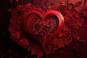 st valentines journée Contexte décoré rose rouge toile de fond, génératif ai conception photo