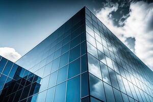 verre bâtiment avec transparent façade de le bâtiment. illustration ai génératif photo