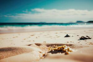 été le sable plage Contexte. illustration ai génératif photo