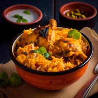 délicieux riz au poulet recette indienne. IA générative photo