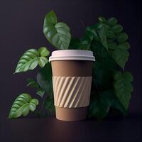 café à aller sur une Contexte avec vert les plantes. illustration génératif ai photo