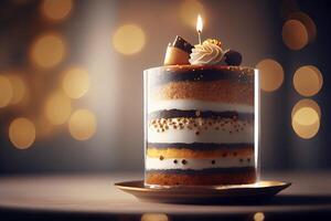 anniversaire gâteau avec bougies. illustration génératif ai photo