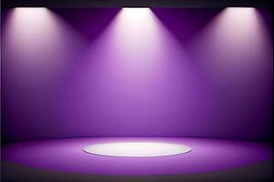 violet studio pièce Contexte avec projecteur sur. illustrateur génératif ai photo