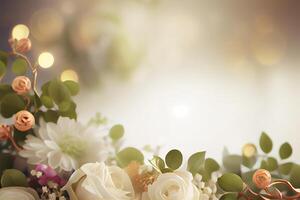 réaliste mariage floral frontière se brouiller. illustration génératif ai photo