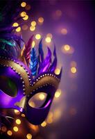 violet mardi gras carnaval Contexte avec masque. génératif ai photo