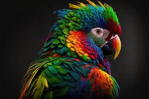 perroquet avec coloré plumes. ai généré photo